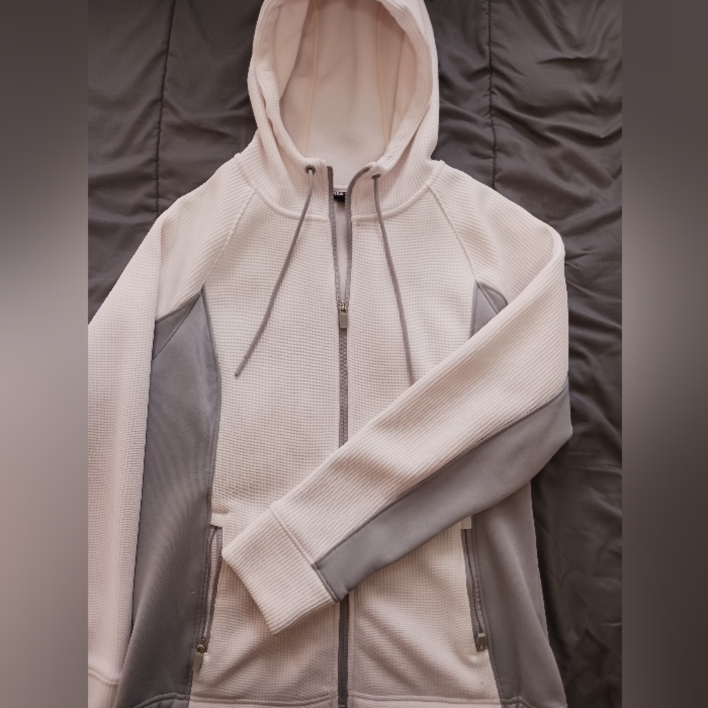 White grey zip up hoodie